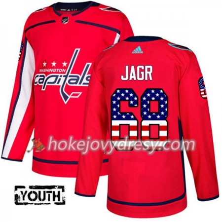 Dětské Hokejový Dres Washington Capitals Jaromir Jagr 68 2017-2018 USA Flag Fashion Černá Adidas Authentic